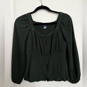 Old Navy Peasant Top in Dark Green